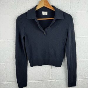 Wilfred Cashmere Florence Polo Sweater – Navy Blue – XS